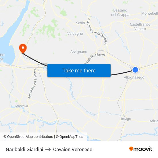 Garibaldi Giardini to Cavaion Veronese map