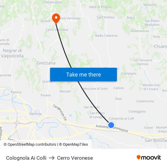 Colognola Ai Colli to Cerro Veronese map