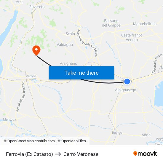 Ferrovia (Ex Catasto) to Cerro Veronese map