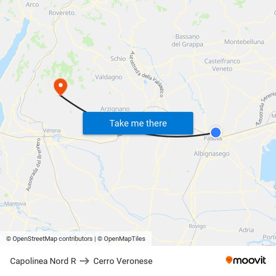Capolinea Nord R to Cerro Veronese map