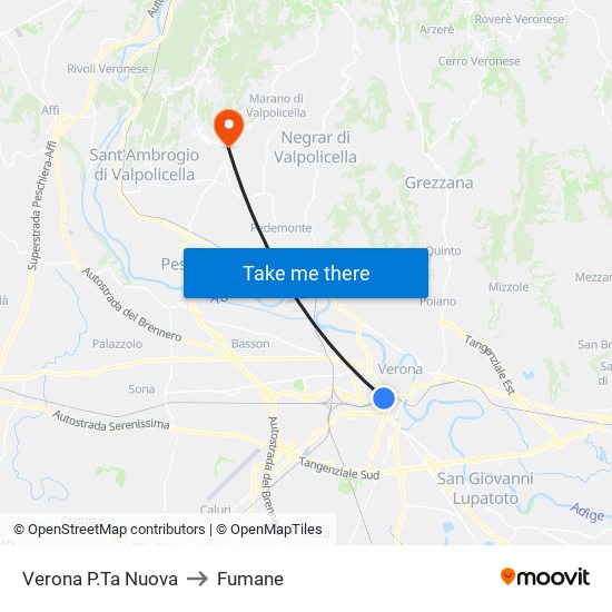 Verona P.Ta Nuova to Fumane map