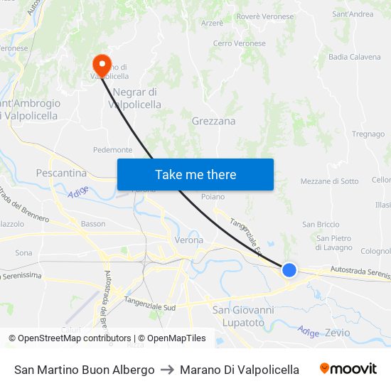 San Martino Buon Albergo to Marano Di Valpolicella map