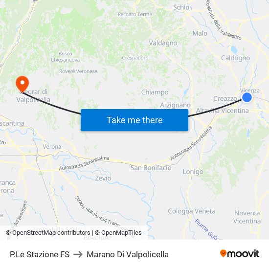P.Le Stazione FS to Marano Di Valpolicella map