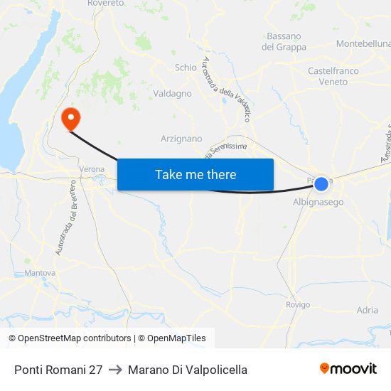 Ponti Romani 27 to Marano Di Valpolicella map