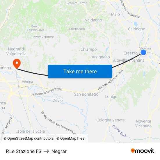 P.Le Stazione FS to Negrar map