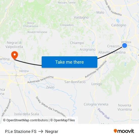 P.Le Stazione FS to Negrar map