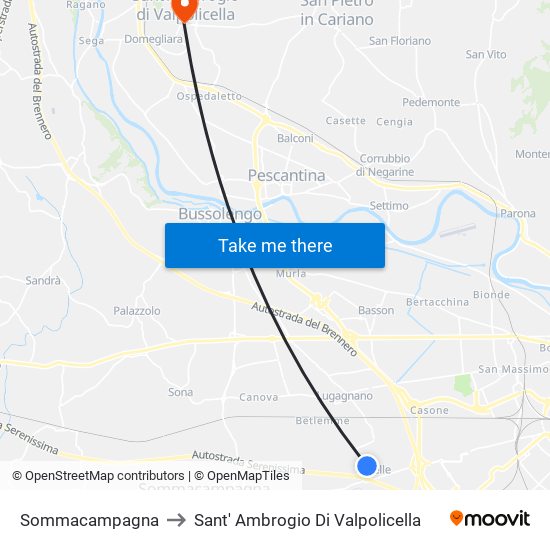 Sommacampagna to Sant' Ambrogio Di Valpolicella map