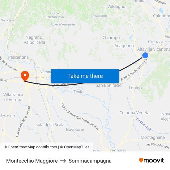 Montecchio Maggiore to Sommacampagna map