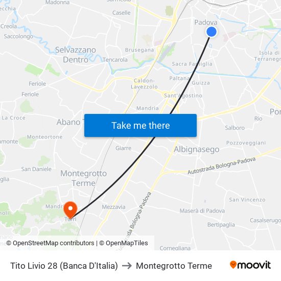 Tito Livio 28 (Banca D'Italia) to Montegrotto Terme map
