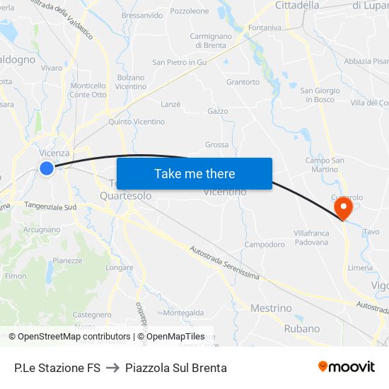 P.Le Stazione FS to Piazzola Sul Brenta map