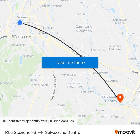 P.Le Stazione FS to Selvazzano Dentro map