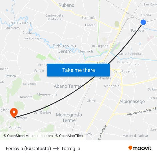 Ferrovia (Ex Catasto) to Torreglia map