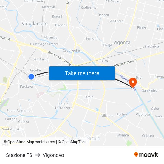 Stazione FS to Vigonovo map