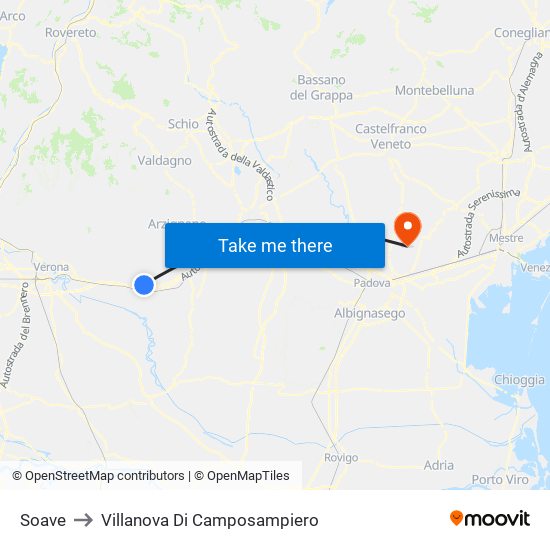 Soave to Villanova Di Camposampiero map