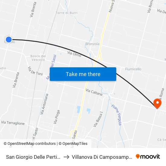 San Giorgio Delle Pertiche to Villanova Di Camposampiero map