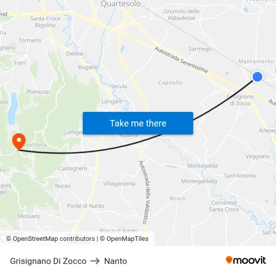 Grisignano Di Zocco to Nanto map