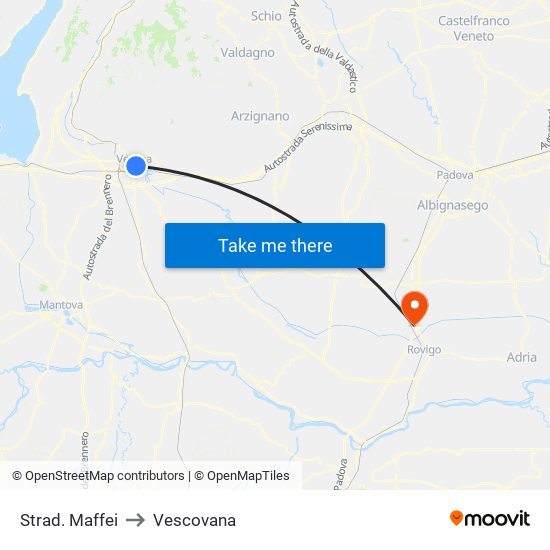 Strad. Maffei to Vescovana map