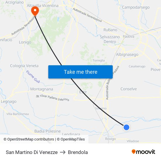 San Martino Di Venezze to Brendola map