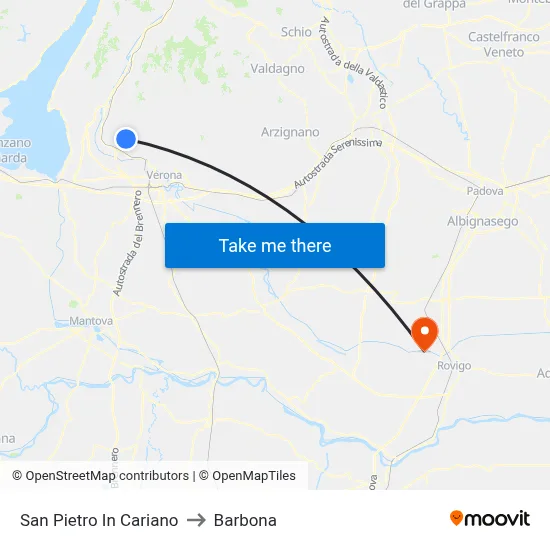 San Pietro In Cariano to Barbona map