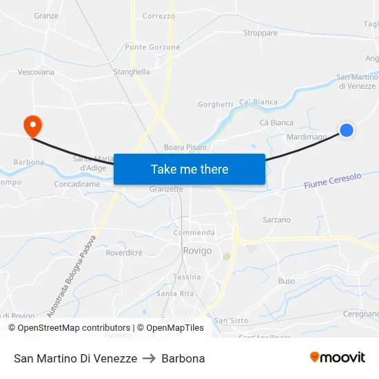 San Martino Di Venezze to Barbona map