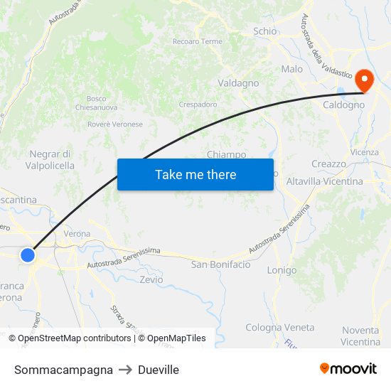 Sommacampagna to Dueville map
