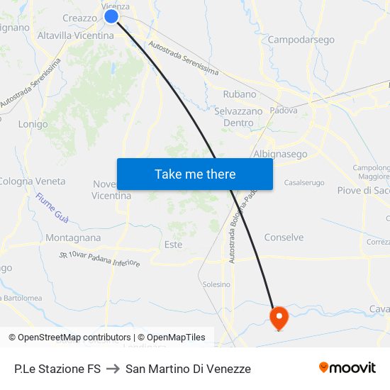 P.Le Stazione FS to San Martino Di Venezze map