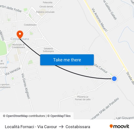 Località Fornaci - Via Cavour to Costabissara map