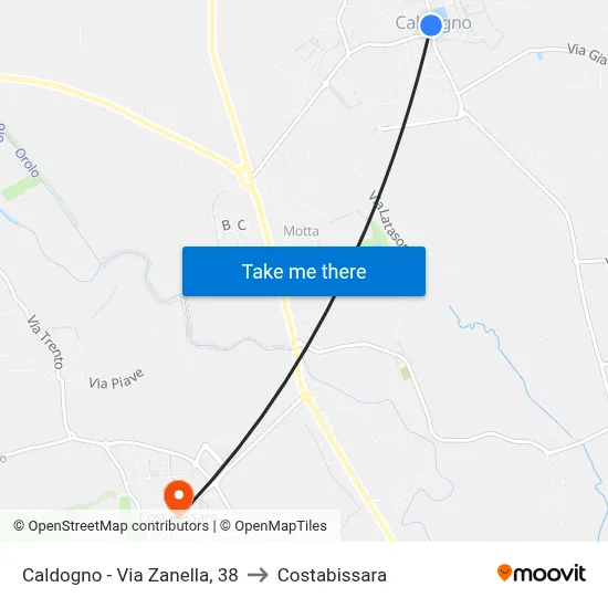 Caldogno - Via Zanella, 38 to Costabissara map