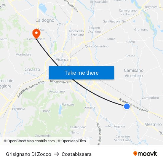 Grisignano Di Zocco to Costabissara map