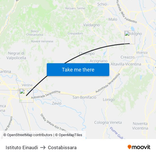 Istituto Einaudi to Costabissara map