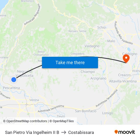 San Pietro Via Ingelheim II B to Costabissara map