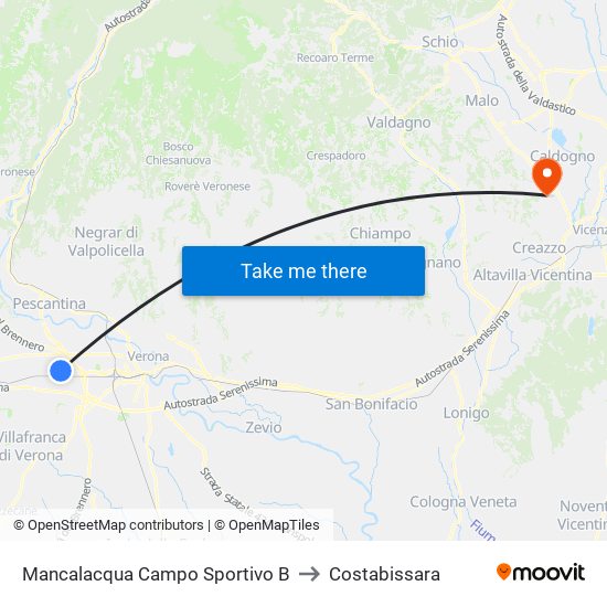 Mancalacqua Campo Sportivo B to Costabissara map