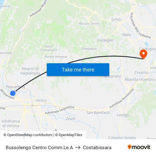 Bussolengo Centro Comm.Le A to Costabissara map