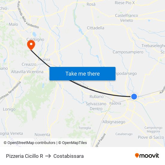 Pizzeria Cicillo R to Costabissara map