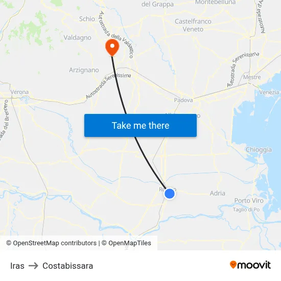 Iras to Costabissara map