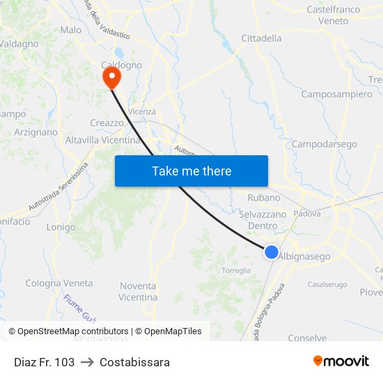 Diaz Fr. 103 to Costabissara map