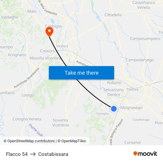 Flacco 54 to Costabissara map