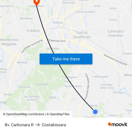 Bv. Carbonara R to Costabissara map