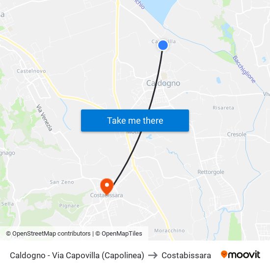 Caldogno - Via Capovilla (Capolinea) to Costabissara map