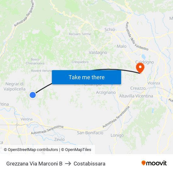 Grezzana Via Marconi B to Costabissara map
