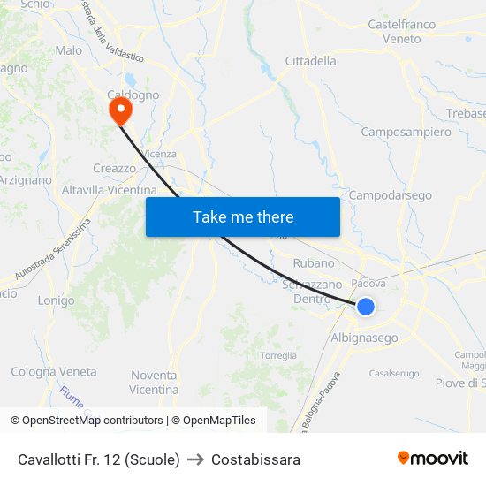 Cavallotti Fr. 12 (Scuole) to Costabissara map