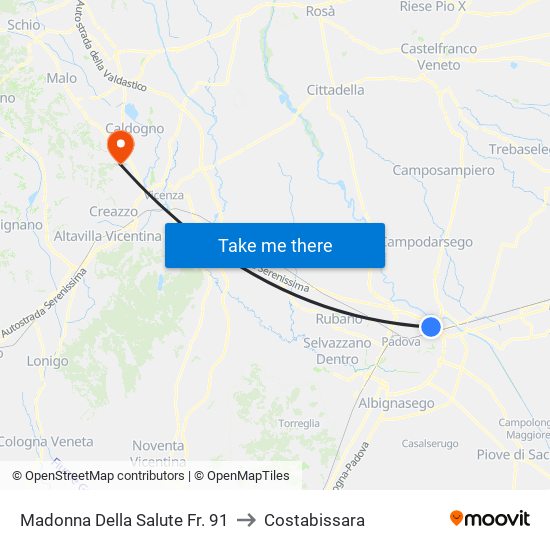 Madonna Della Salute Fr. 91 to Costabissara map