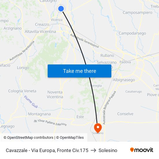 Cavazzale - Via Europa, Fronte Civ.175 to Solesino map