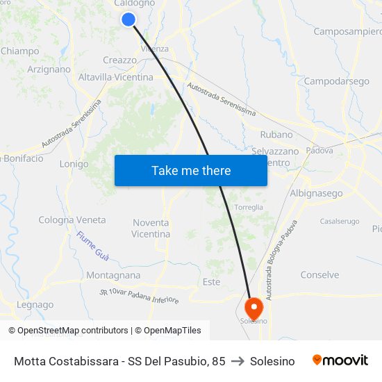 Motta Costabissara - SS Del Pasubio, 85 to Solesino map