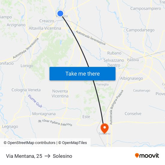 Via Mentana, 25 to Solesino map