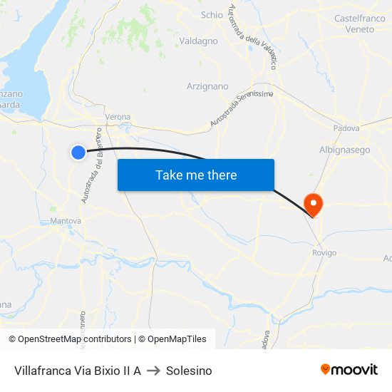 Villafranca Via Bixio II A to Solesino map