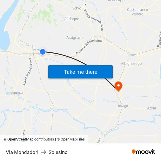 Via Mondadori to Solesino map