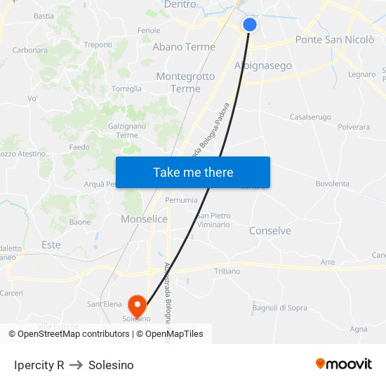 Ipercity R to Solesino map