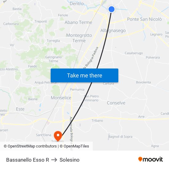 Bassanello Esso R to Solesino map