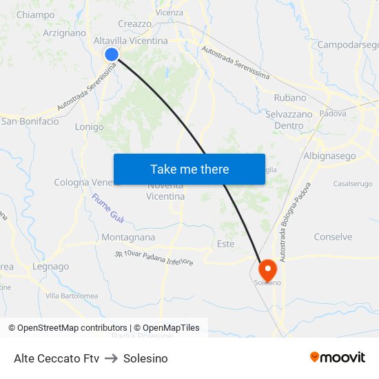 Alte Ceccato Ftv to Solesino map